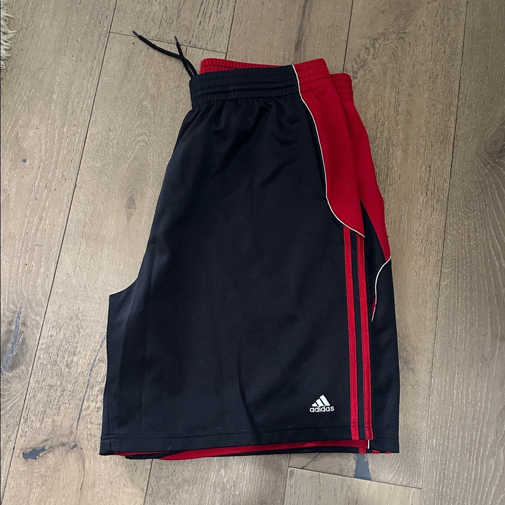 Adidas Men's Black and Red Athletic Shorts